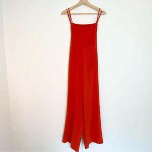 Forever 21 sexy red wide leg pants romper double spaghetti strap open back small
